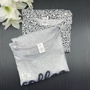 Women's Ultra Soft Hacci Sleep Lounge Top Shirts 2-Pack Size S